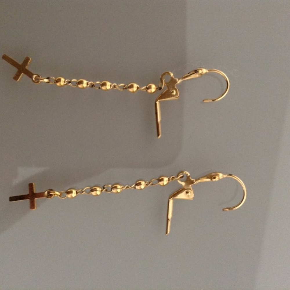 18k Gold Filled Cross Earrings
